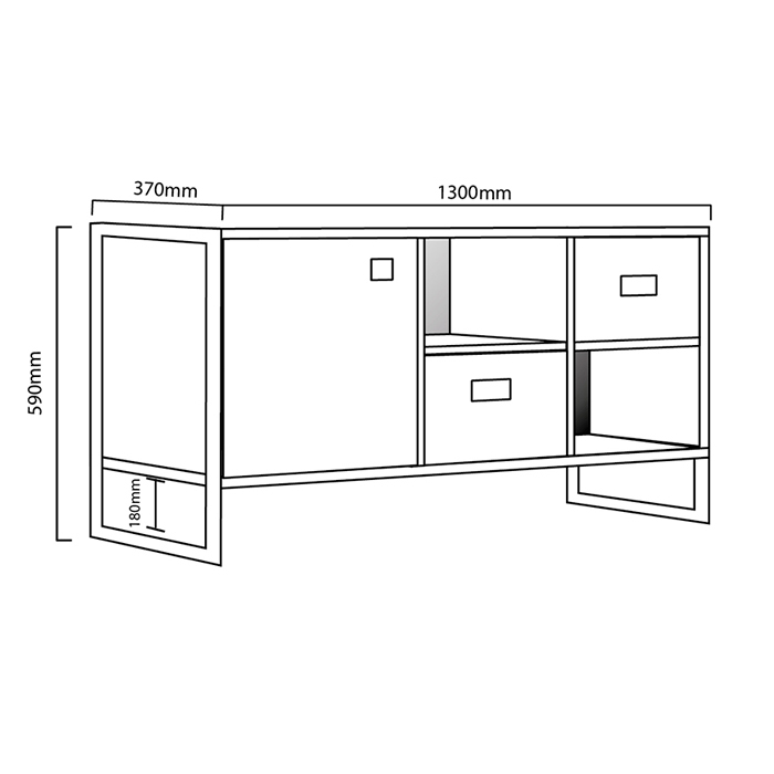 Rack, de, para, Tv, Industrial, Hasta, 50, pulgadas, 1, Puerta, 2, Cajones, Estantes, Delos, roble, natural, DST03RN.