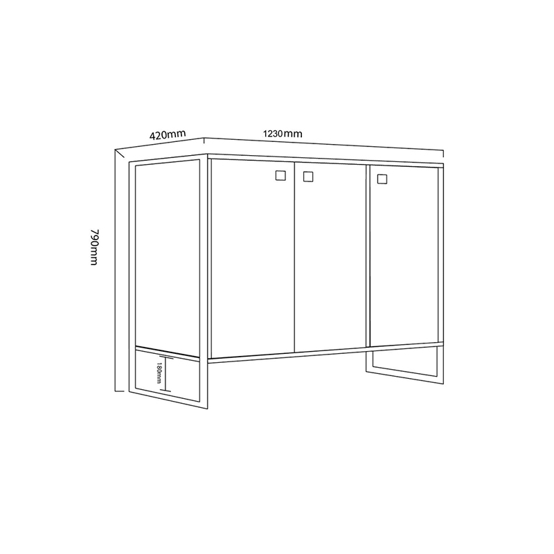 Bahiut, Vajillero, Delos, 3, puertas, Con, Estantes, Roble, Termo, Negro, DST11RT.