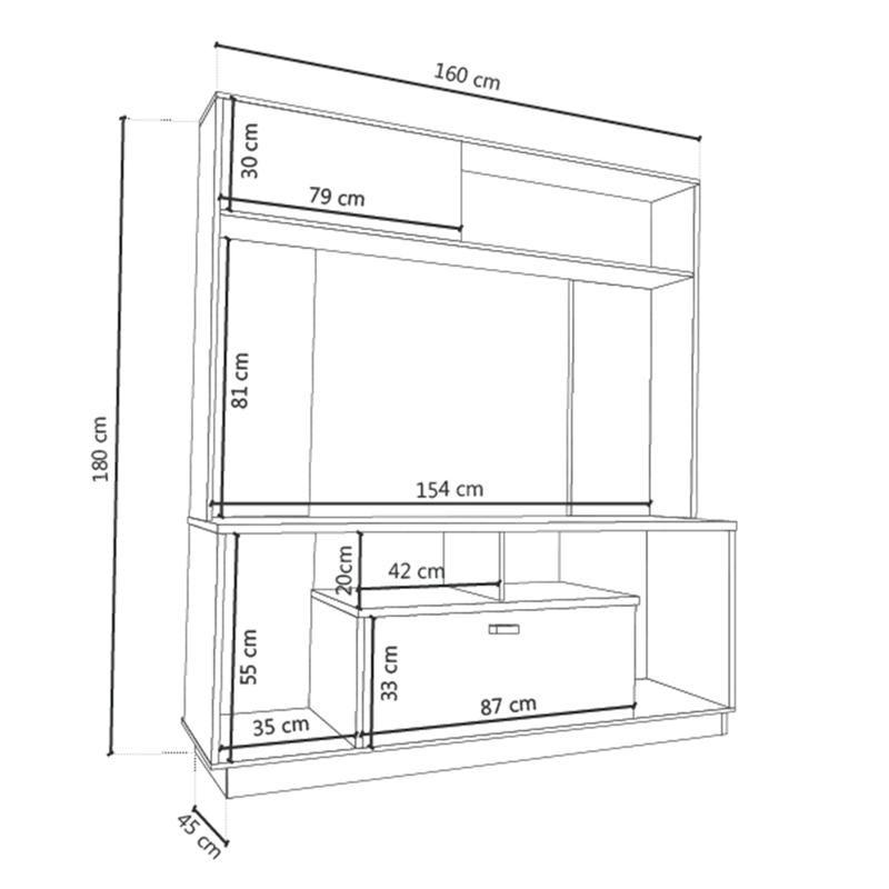 Rack, de, Tv, Delos, Hasta, 60, Con, 2, puertas, Roble, Termo, Negro, DL860RT.