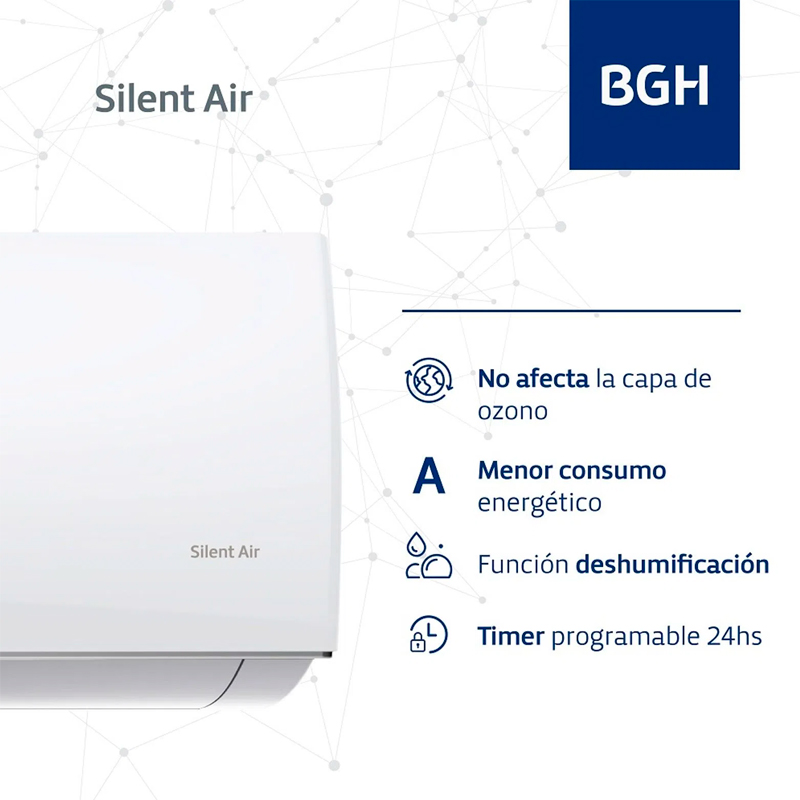 aire, acondicionado, aires, acondicionados, split, splits, de, pared, 3300, watts, frio, calor, consumo, energetico, energia, clase, a, bgh, BS35WCAU, timer, funcion, sleep.