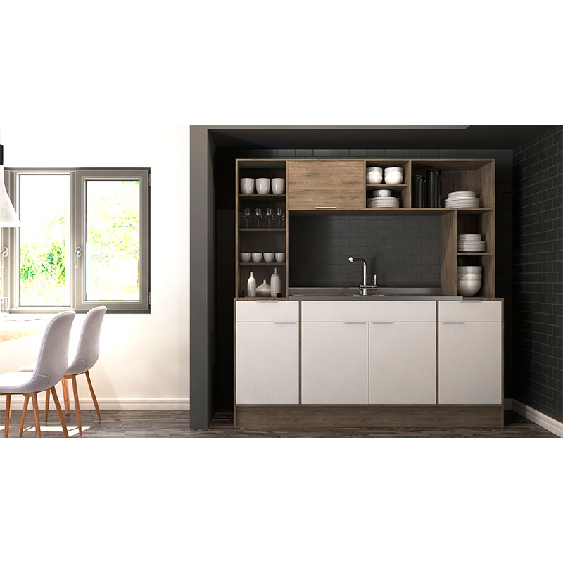 cocina, concinas, compactas, compacta, con, 6, puerta, puertas, 2, cajon, cajones, 7, estante, estantes, roble, denver, grafito, blanco, delos, DDO01DBG.