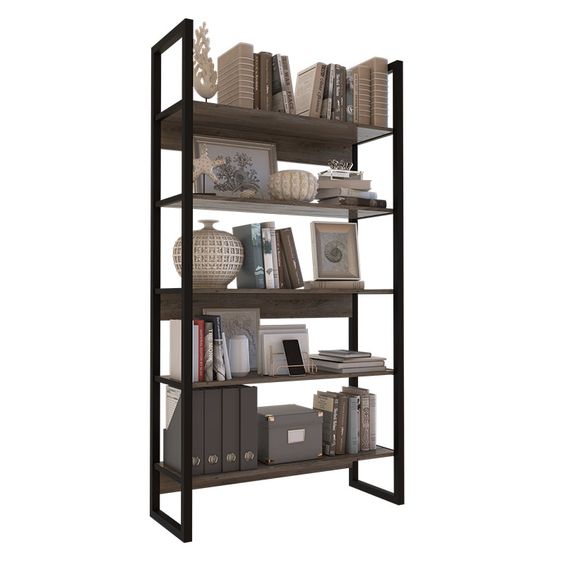 Estantería, estanterias, bibliotecas, Biblioteca, Con, 5, Estantes, estante, Roble, denver, grafito, DST21RDG, mueble, muebles, para, oficina, oficinas, equipamiento, libros, delos, estructura, caño, caños, madera, melamina,.