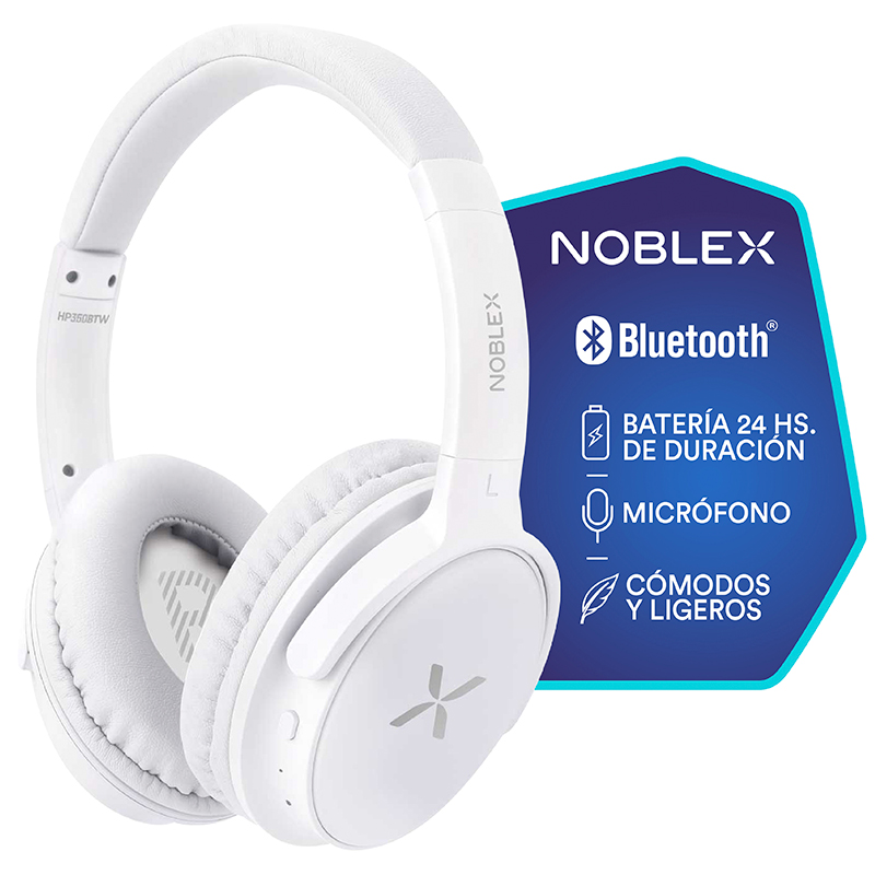 auricular, auriculares, inalambrico, inalambricos, vincha, vinchas, noblex, bluetooth, blanco, withe, HP350BTW.